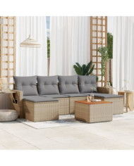 Salon de jardin avec coussins 7 pcs beige résine tressée | Mobilier & Déco