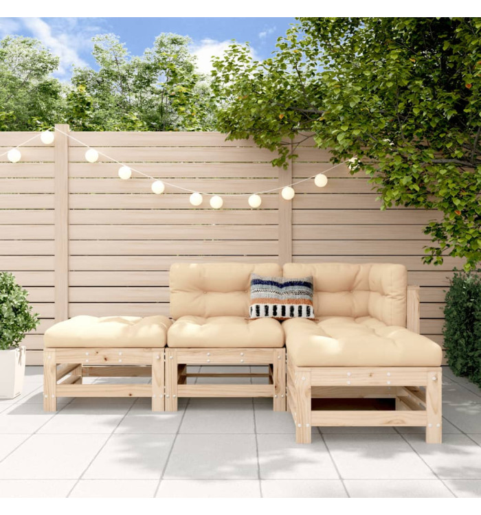 Salon de jardin 4 pcs bois massif de pin | Mobilier & Déco