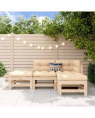 Salon de jardin 4 pcs bois massif de pin | Mobilier & Déco