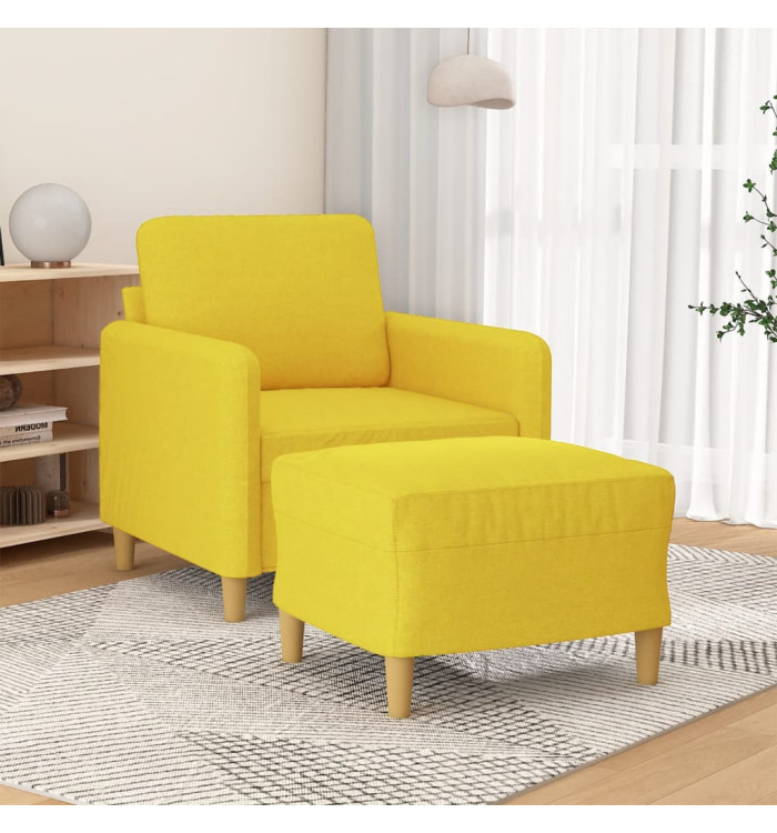 Fauteuil avec repose-pied Jaune clair 60 cm Tissu | Mobilier & Déco