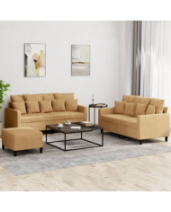 Ensemble de canapés 3 pcs avec coussins Marron Velours | Mobilier & Déco