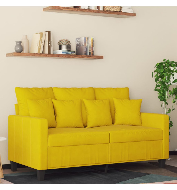 Canapé à 2 places Jaune 120 cm Velours | Mobilier & Déco