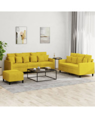 Ensemble de canapés 3 pcs avec coussins Jaune Velours | Mobilier & Déco