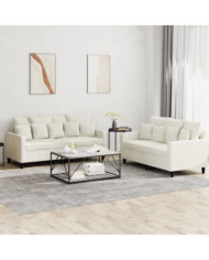 Ensemble de canapés 2 pcs avec coussins Crème Velours | Mobilier & Déco