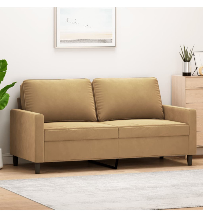 Canapé à 2 places Marron 140 cm Velours | Mobilier & Déco