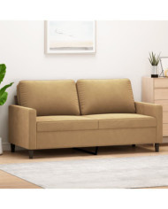 Canapé à 2 places Marron 140 cm Velours | Mobilier & Déco