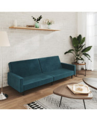 Canapé-lit à 2 places Bleu Velours | Mobilier & Déco