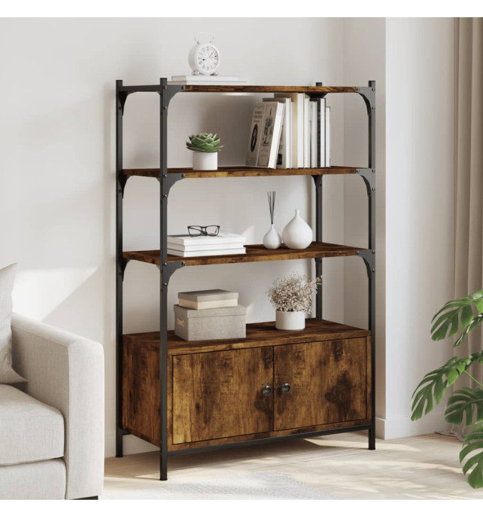 Bibliothèque à 3 niveaux chêne fumé 70x30x109,5 cm | Mobilier & Déco