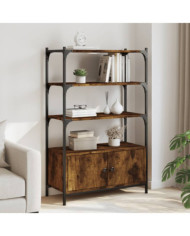 Bibliothèque à 3 niveaux chêne fumé 70x30x109,5 cm | Mobilier & Déco