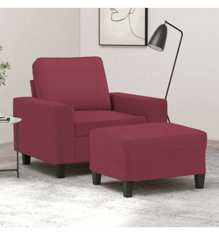 Fauteuil avec repose-pied Rouge bordeaux 60 cm Tissu | Mobilier & Déco