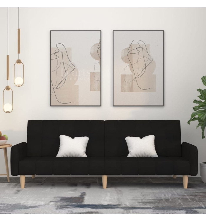 Canapé-lit à 2 places noir tissu | Mobilier & Déco