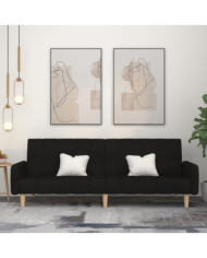 Canapé-lit à 2 places noir tissu | Mobilier & Déco