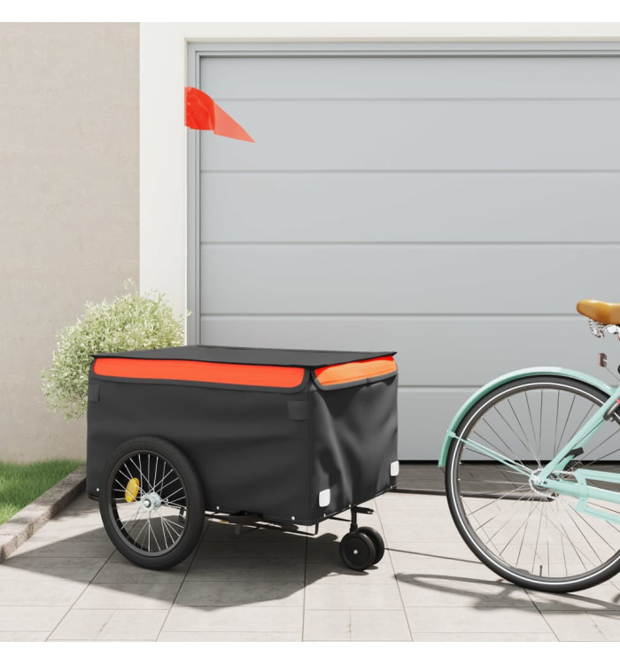 Remorque de vélo noir et orange 45 kg fer | Mobilier & Déco