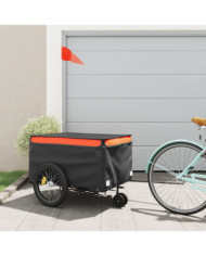 Remorque de vélo noir et orange 45 kg fer | Mobilier & Déco