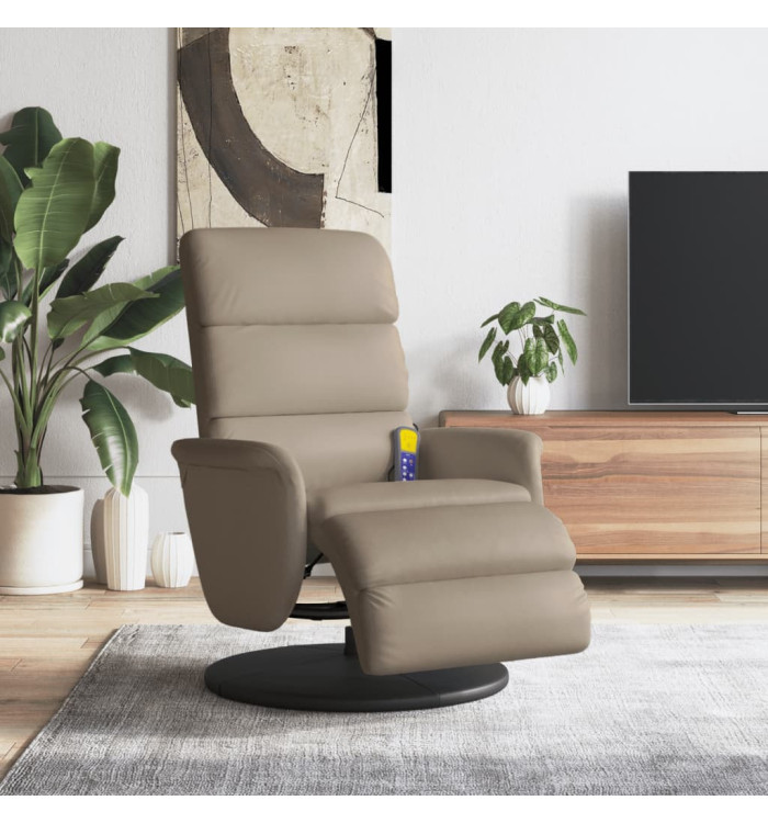 Fauteuil inclinable de massage repose-pieds cappuccino | Mobilier & Déco