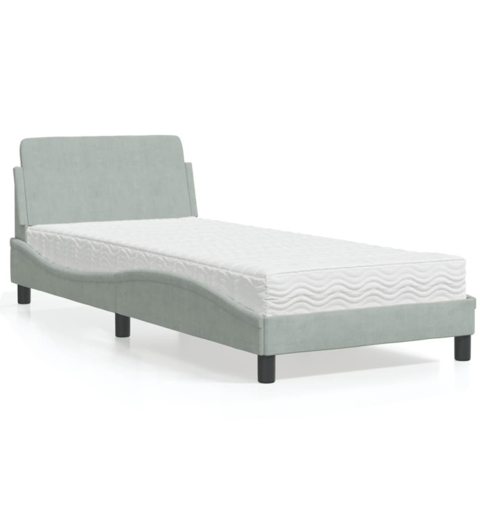 Lit avec matelas gris clair 80x200 cm velours | Mobilier & Déco