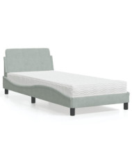 Lit avec matelas gris clair 80x200 cm velours | Mobilier & Déco