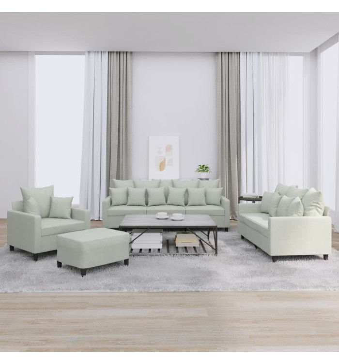Ensemble de canapés 4 pcs avec coussins Gris clair Velours | Mobilier & Déco
