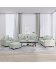 Ensemble de canapés 4 pcs avec coussins Gris clair Velours | Mobilier & Déco