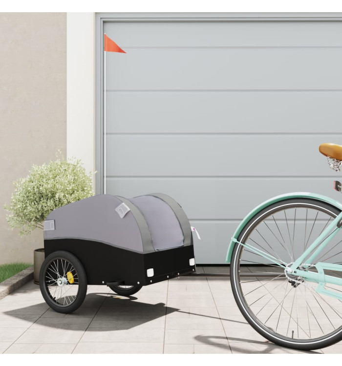 Remorque de vélo noir et gris 30 kg fer | Mobilier & Déco