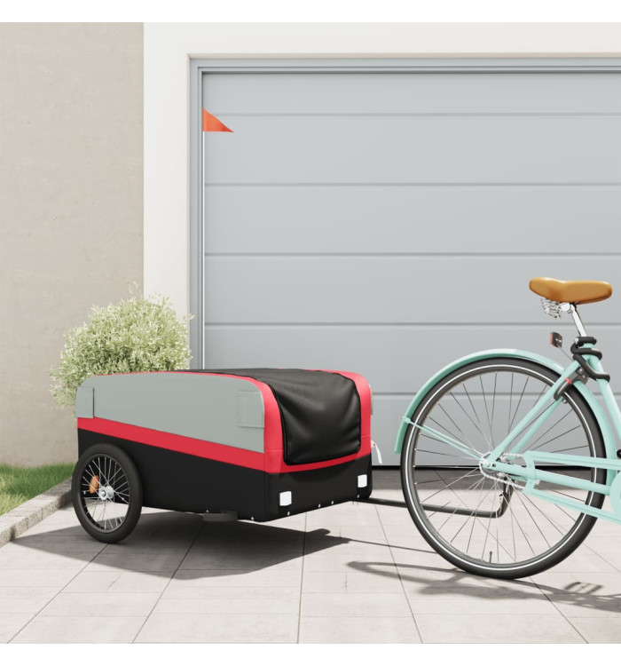 Remorque de vélo noir et rouge 45 kg fer | Mobilier & Déco