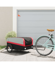 Remorque de vélo noir et rouge 45 kg fer | Mobilier & Déco