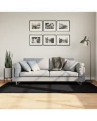 Tapis OVIEDO à poils courts noir 100x200 cm | Mobilier & Déco