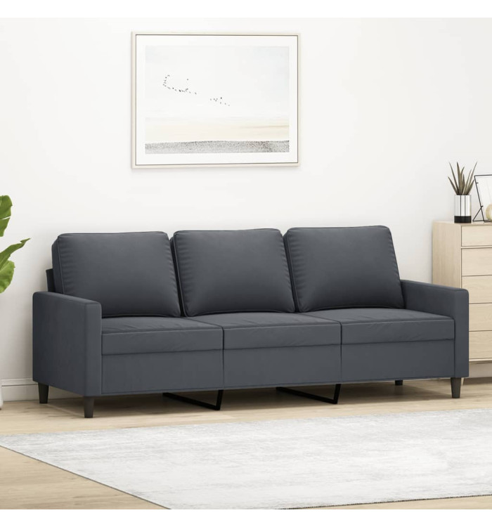 Canapé à 3 places Gris foncé 180 cm Velours | Mobilier & Déco