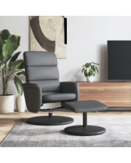 Fauteuil inclinable avec repose-pied gris similicuir | Mobilier & Déco