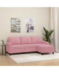 Canapé à 3 places avec repose-pieds Rose 180 cm Velours | Mobilier & Déco
