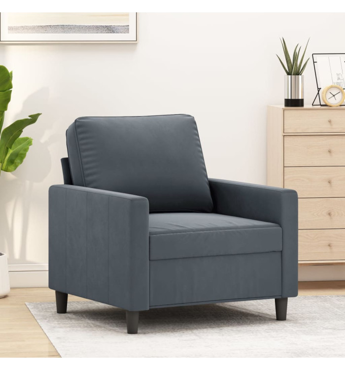 Fauteuil Gris foncé 60 cm Velours | Mobilier & Déco