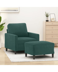 Fauteuil avec repose-pied Vert foncé 60 cm Velours | Mobilier & Déco