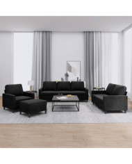 Ensemble de canapés 4 pcs avec coussins Noir Velours | Mobilier & Déco