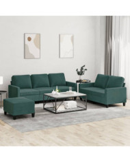 Ensemble de canapés 3 pcs avec coussins Vert foncé Velours | Mobilier & Déco