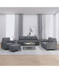 Ensemble de canapés 4 pcs avec coussins Gris foncé Velours | Mobilier & Déco