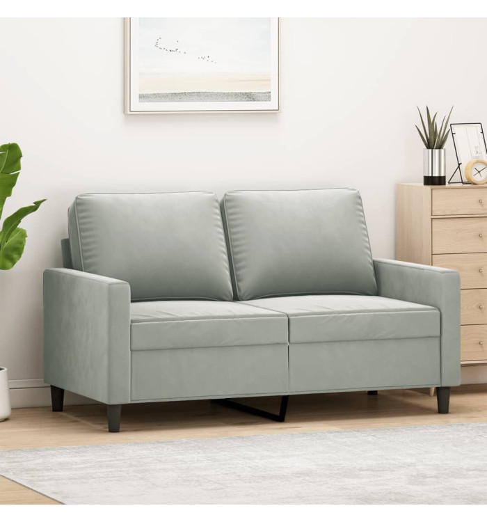 Canapé à 2 places Gris clair 120 cm Velours | Mobilier & Déco