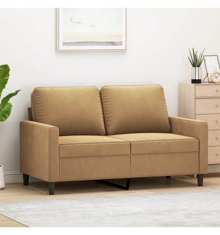 Canapé à 2 places Marron 120 cm Velours | Mobilier & Déco