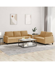 Ensemble de canapés 2 pcs avec coussins Marron Velours | Mobilier & Déco
