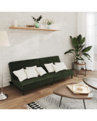 Canapé-lit à 2 places vert foncé velours | Mobilier & Déco