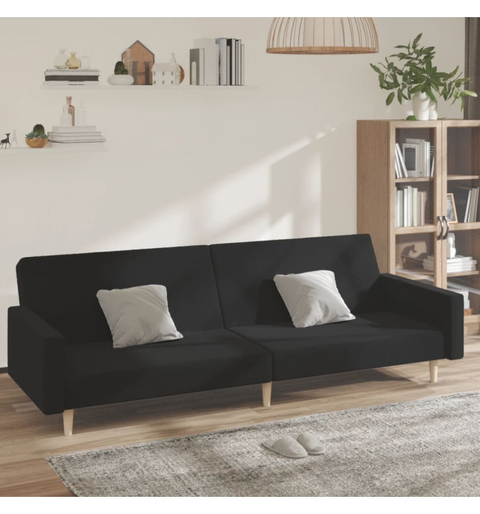 Canapé-lit à 2 places noir tissu | Mobilier & Déco
