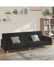 Canapé-lit à 2 places noir tissu | Mobilier & Déco