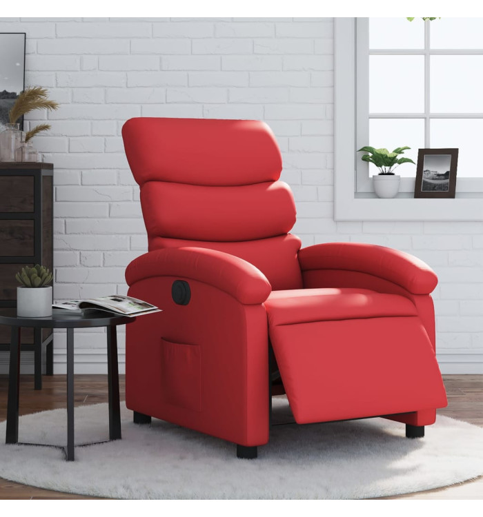 Fauteuil inclinable électrique Rouge Similicuir | Mobilier & Déco