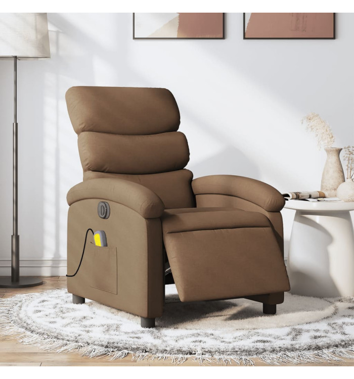 Fauteuil inclinable de massage électrique marron tissu | Mobilier & Déco