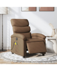 Fauteuil inclinable de massage électrique marron tissu | Mobilier & Déco