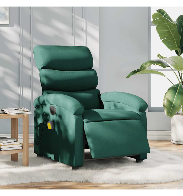 Fauteuil de massage inclinable électrique Vert foncé Tissu | Mobilier & Déco