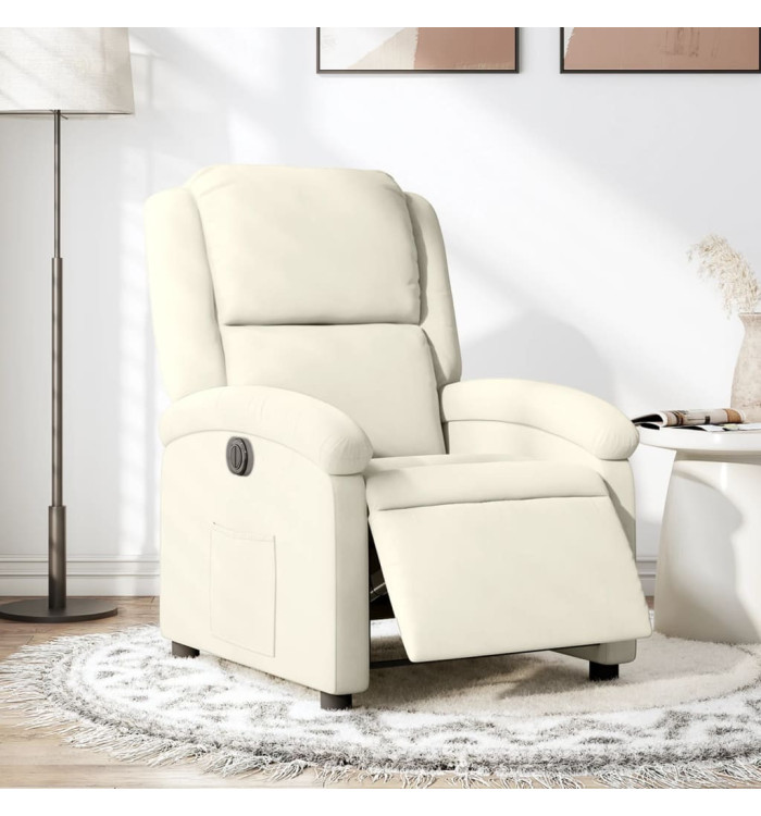 Fauteuil inclinable électrique Crème Velours | Mobilier & Déco