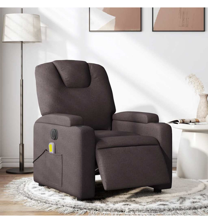 Fauteuil de massage inclinable électrique Marron foncé Tissu | Mobilier & Déco