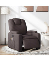 Fauteuil de massage inclinable électrique Marron foncé Tissu | Mobilier & Déco