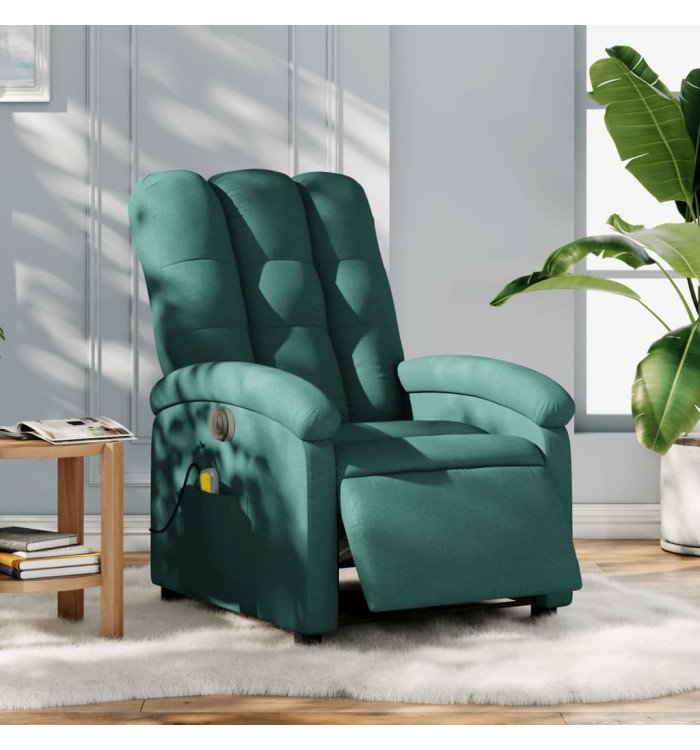 Fauteuil de massage inclinable électrique Vert foncé Tissu | Mobilier & Déco