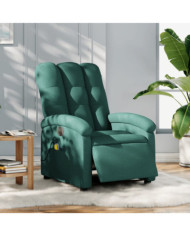 Fauteuil de massage inclinable électrique Vert foncé Tissu | Mobilier & Déco